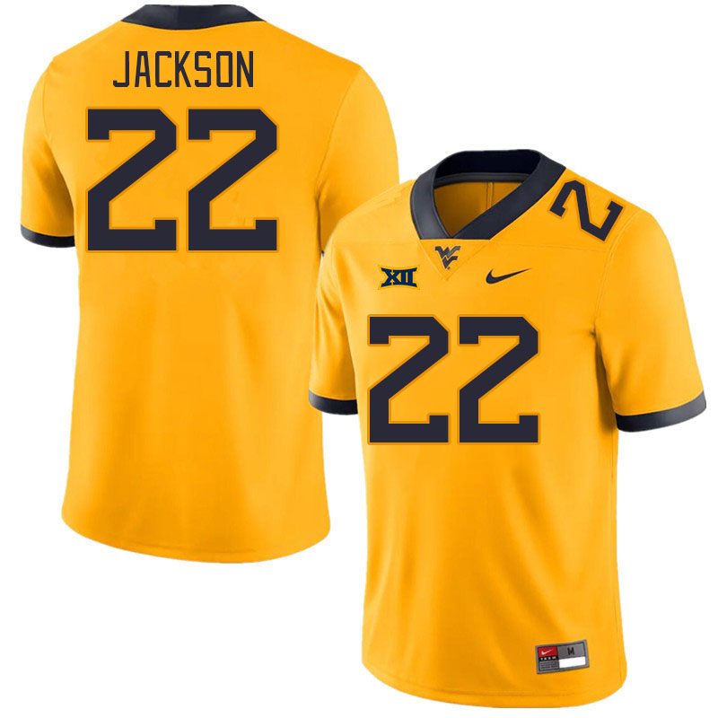Men #22 Josiah Jackson West Virginia Mountaineers College Football Jerseys Stitched Sale-Gold